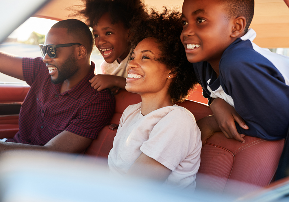 happy family traveling