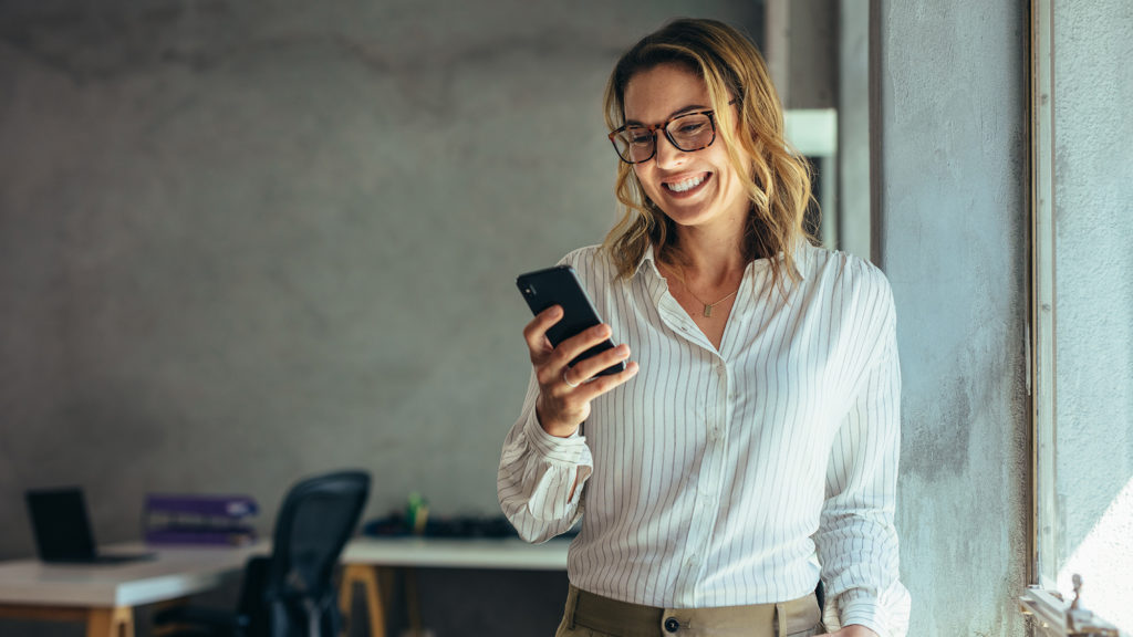 woman on phone internet screen